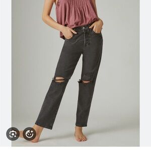 Lucky Brand Black Distressed Straight Leg Jeans